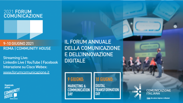 Al via il Forum Comunicazione 2021 dal 9 al 10 giugno