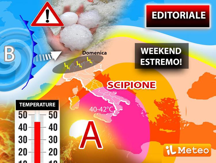 Weekend tra caldo estremo di Scipione e grandine