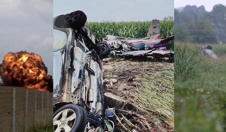 Incidente aereo ieri in provincia di Torino, dove un aereo delle Frecce Tricolori è precipitato schiantandosi su un'auto: nell'impatto è morta una bambina di 5 anni - Fotogramma