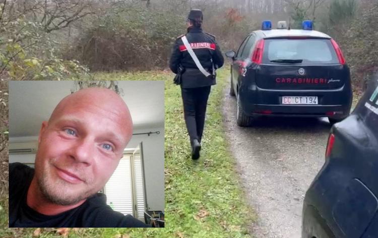 Nel riquadro la vittima Paolo Pasqualini, nell'immagine il luogo dell'aggressione da parte di tre rottweiler a Manziana - Carabinieri /Facebook /Fotogramma