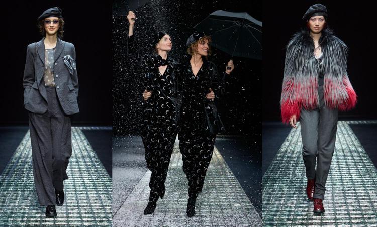 Tre uscite della  fw 2024/25 Emporio Armani