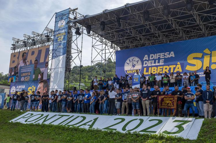 La kermesse leghista a Pontida nel settembre 2023 - Fotogramma