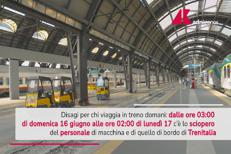 Sciopero domenica 16 giugno, disagi per chi viaggia in treno