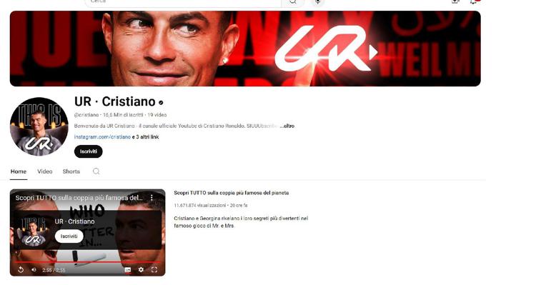 'UR Cristiano', Cristiano Ronaldo su Youtube per conquistare nuovi record