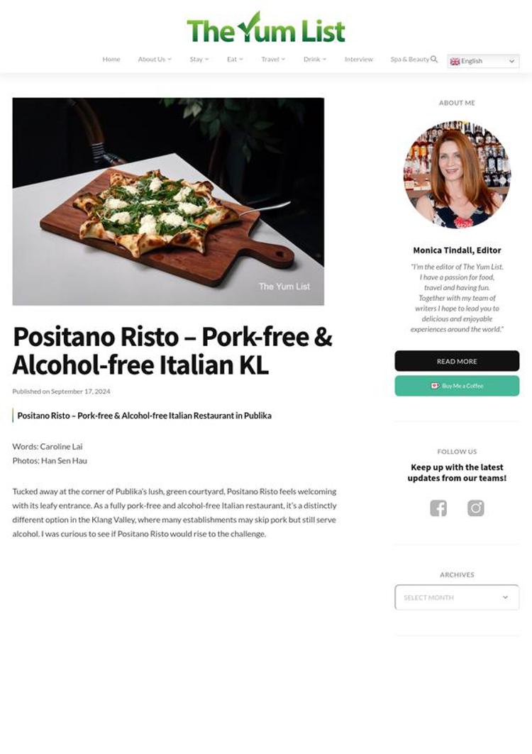 Malaysia: Positano Risto, the halal Italian restaurant that conquers Kuala Lumpur