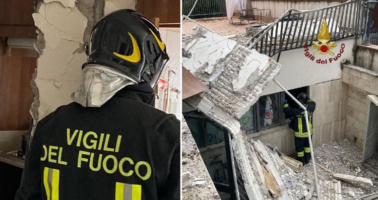 Lo stabile esploso, foto dei Vigili del Fuoco