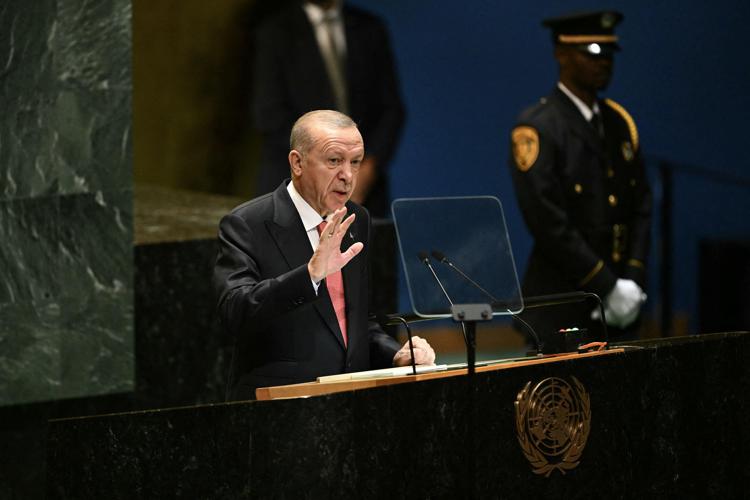 Erdogan all'Onu - Afp