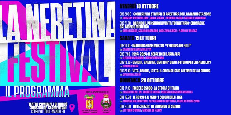 Festival, dal 18 al 20 a Nardò la Neretina: con Di Battista, Poli Bortone e Sgarbi