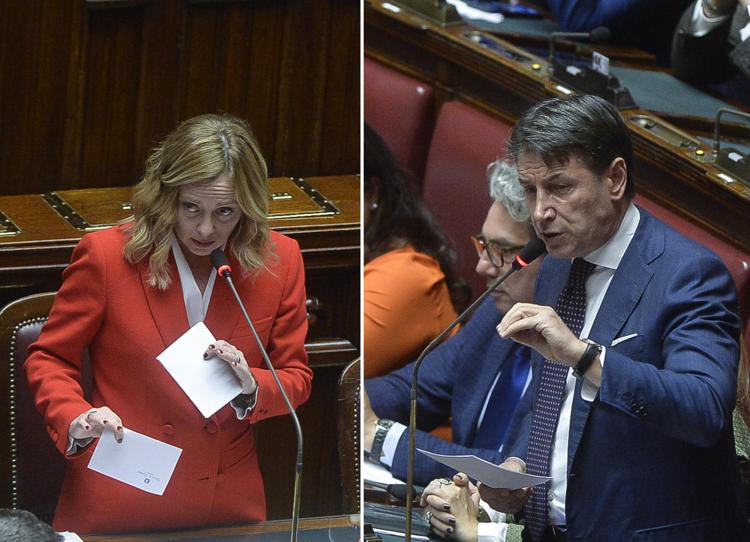 Giorgia Meloni oggi in Senato, Giuseppe Conte alla Camera - Fotogramma