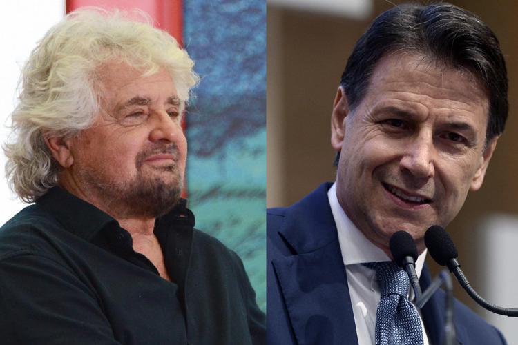 Beppe Grillo e Giuseppe Conte (Fotogramma)