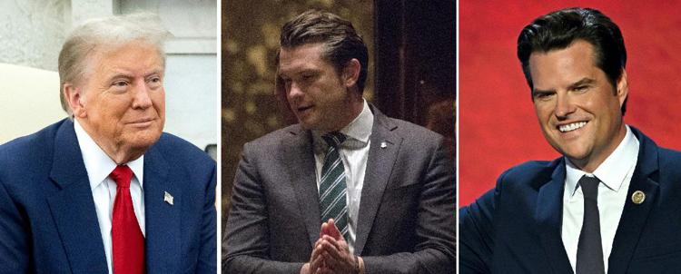 Donald Trump, Pete Hegseth e Matt Gaetz (Afp)