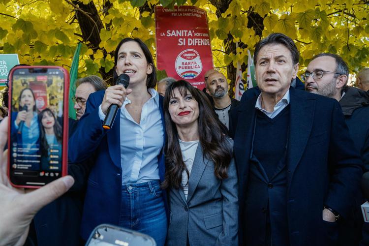 Elly Schlein, Stefania Proietti e Giuseppe Conte - Fotogramma