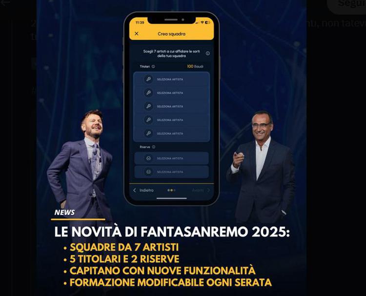 L'annuncio di come cambia il FantaSanremo, foto da X