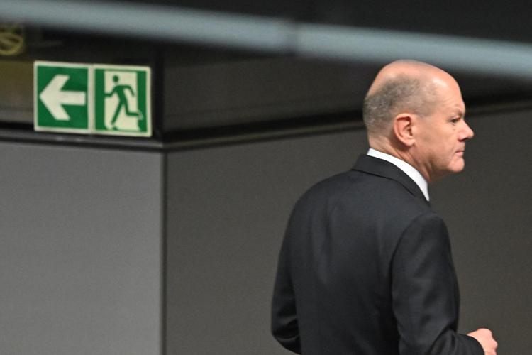 Olaf Scholz oggi al Bundestag - Afp