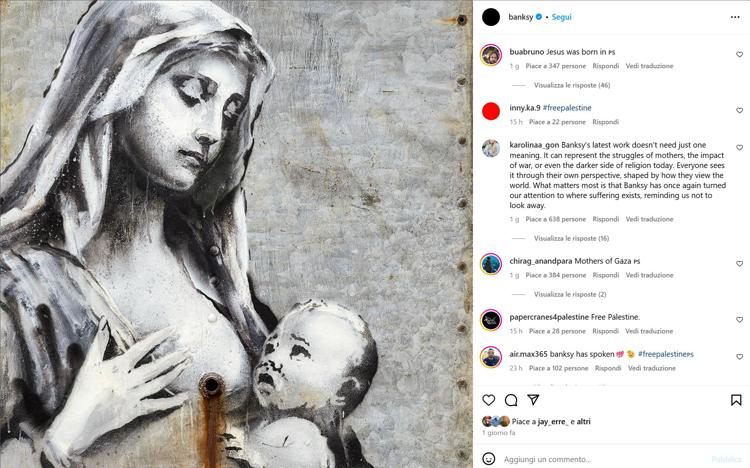 L'ultimo lavoro di Banksy, una Madonna con bambino ma non se ne conosce l'ubicazione