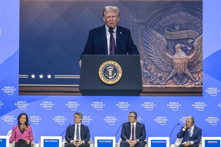 Donald Trump interviene al Forum di Davos - Afp