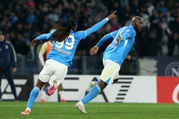 Napoli-Juventus, l'esultanza di Anguissa e Lukaku - Afp