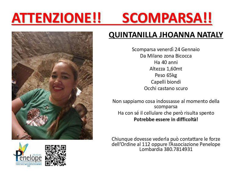 L'appello dell'Associazione Penelope Lombardia per Jhoanna Nataly Quintanilla