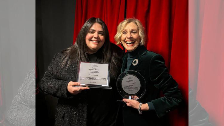 da sinistra: le premiate Lucrezia Leombruni (Adnkronos) e Gloria Satta (Il Messaggero)