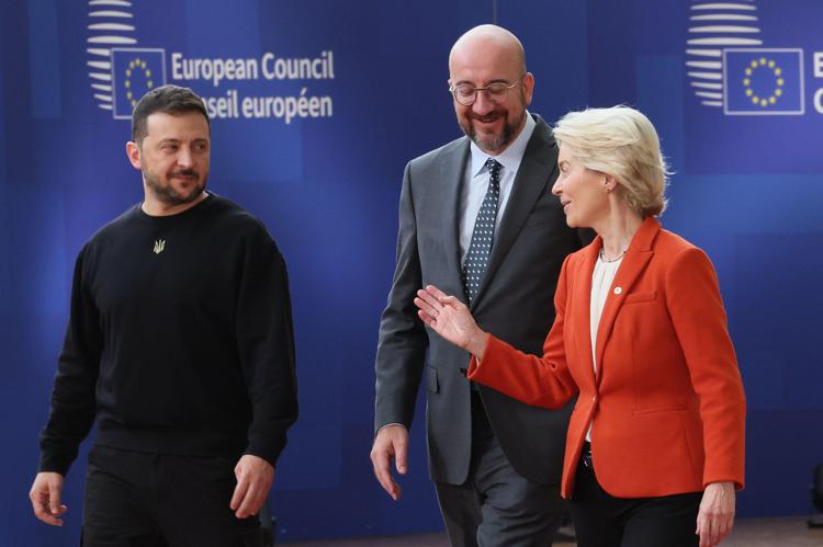 Zelensky, Costa e von der Leyen - (Fotogramma)