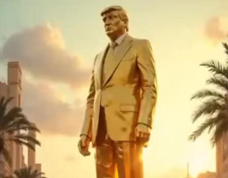 La statua d'oro di Trump nel video su Gaza postato dal presidente Usa