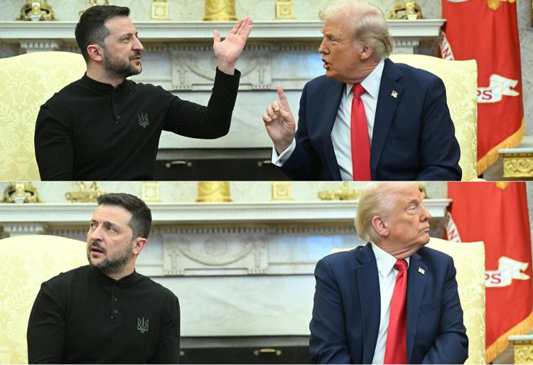 Un momento dello scontro tra  Trump e Zelensky nello studio ovale - Afp