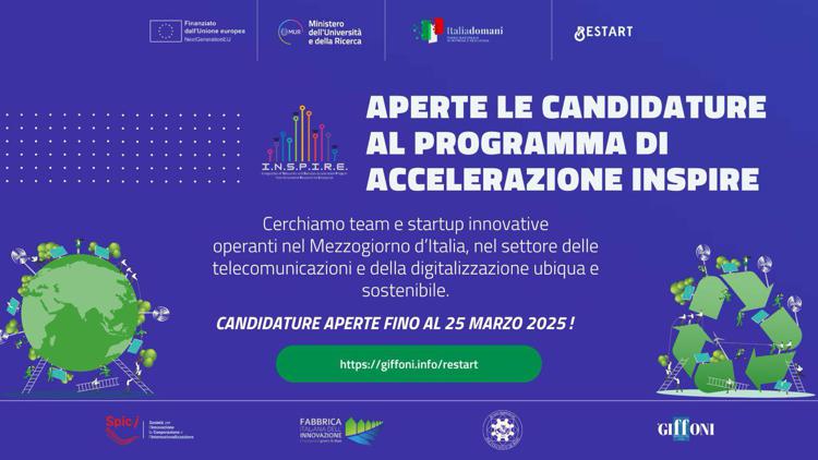 RESTART - INSPIRE: Al Via la Call per selezionare 5 Startup Innovative nel settore delle Telecomunicazioni del futuro