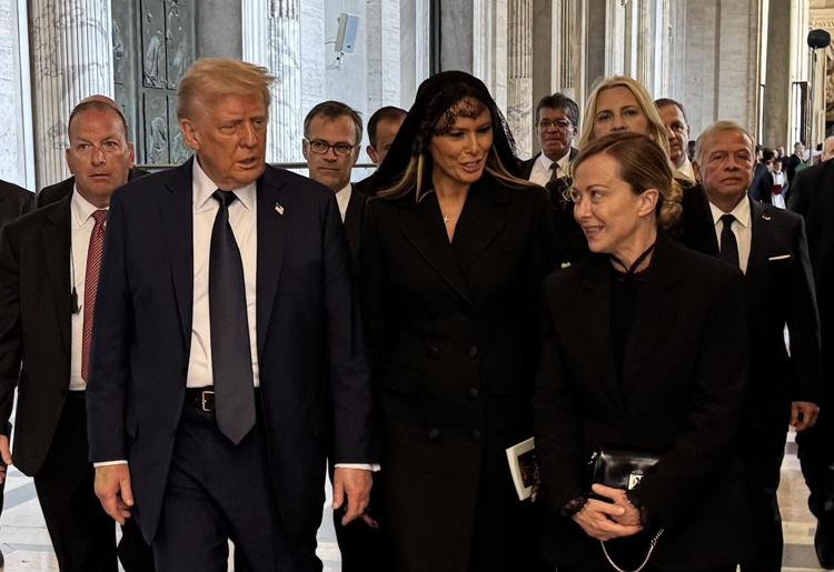 Donald e Melania Trump, insieme a Giorgia Meloni - Presidenza del Consiglio dei ministri