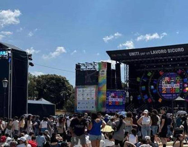 Il palco di San Giovanni (Foto Adnkronos)