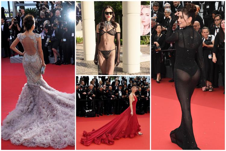 Eva Longoria con strascico, Irina Shayk con intimo in vista, Simona Tabasco con strascico rosso e le trasparenze di Melika Zamani a Cannes 2024 - Ipa