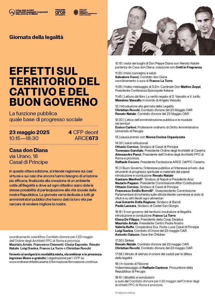Per la Giornata della Legalità l’Ordine degli Architetti di Roma dà appuntamento a Casal di Principe