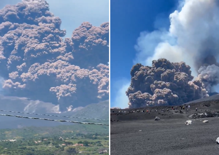Eruzione dell'Etna, turisti in fuga dal cratere dopo l'esplosione - Video