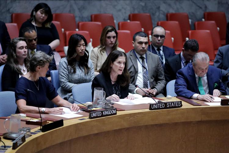 Dorothy Shea, ambasciatrice Usa all'Onu durante il voto alla risoluzione per Gaza - Afp