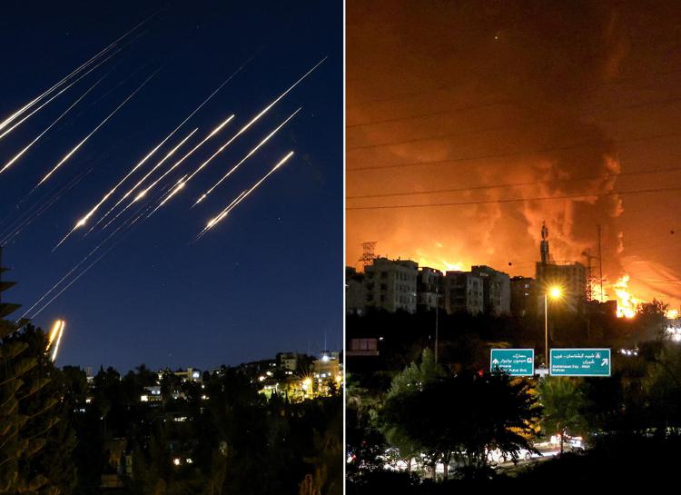 Missili iraniani su Israele e incendio di un deposito di carburante in un raid israeliano a nord ovest di Teheran - Afp