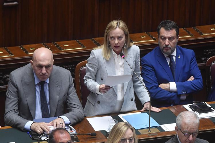 Giorgia Meloni in Aula alla Camera (Ipa)