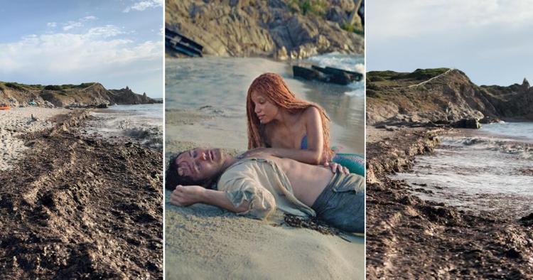 La spiaggia di Rena Majore e una scena de La Sirenetta - (Foto Adnkronos)