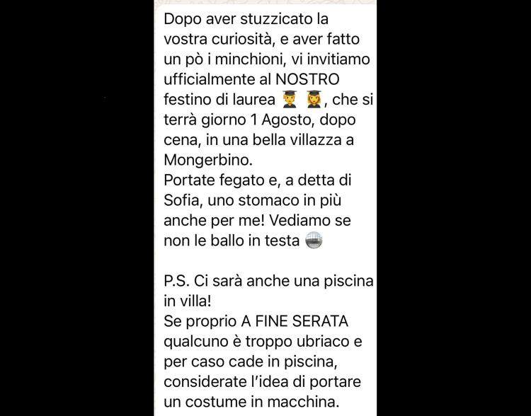 L'invito alla festa nella villa con piscina a Bagheria dove è morta annegata Simona Cinà