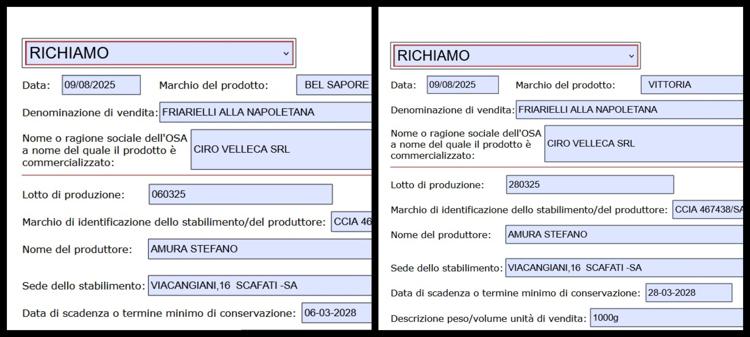 I due richiami dal ministero della Salute