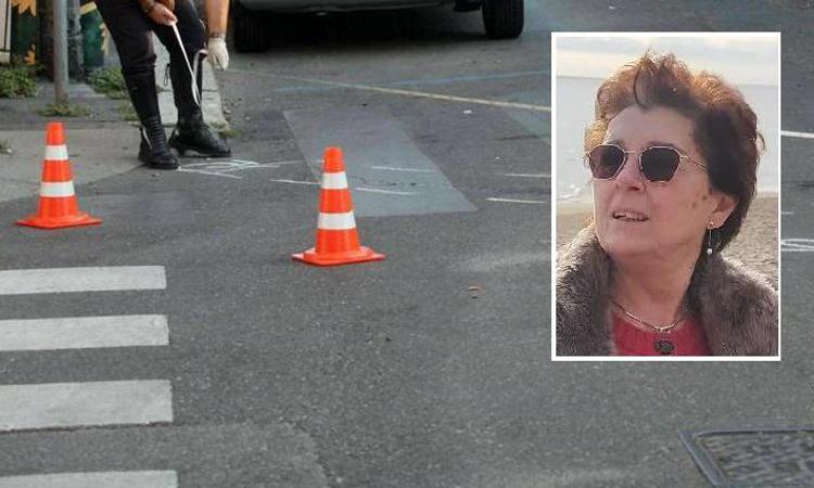 La donna investita e immagini dei rilievi