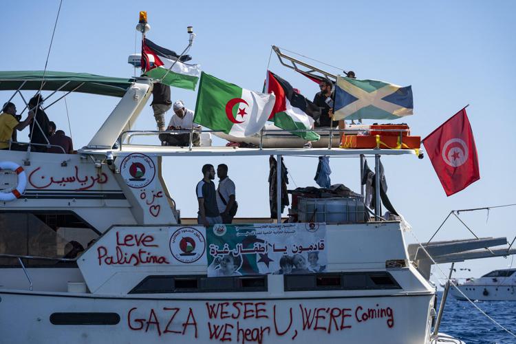 Nave della Global Sumud Flotilla a Creta - Afp