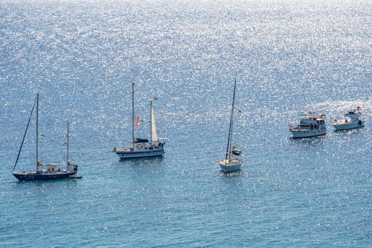 Un gruppo di barche della Global Sumud Flotilla - Afp