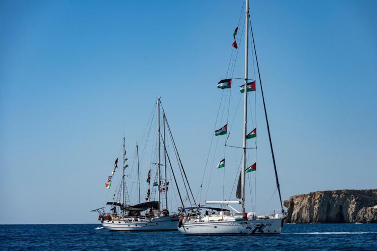 Navi della Global Sumud Flotilla in viaggio per Gaza - Afp