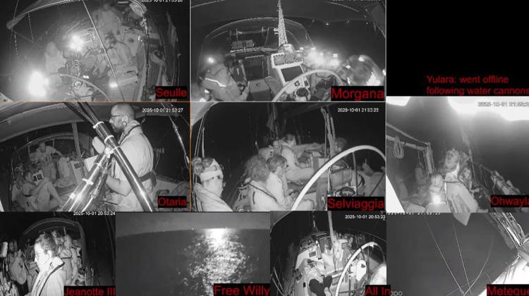 Immagini dalle barche nella notte dell'abbordaggio