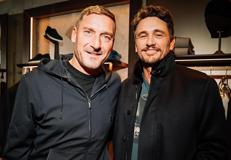 Francesco Totti e James Franco all'inaugurazione dello store Moorer