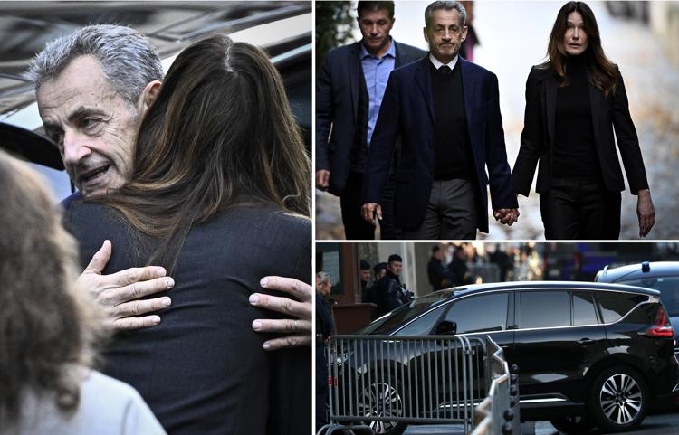 L'ex presidente francese Nicolas Sarkozy con la moglie Carla Bruni - (Afp)