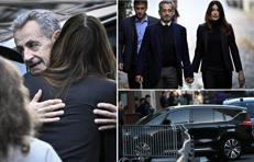 L'ex presidente francese Nicolas Sarkozy con la moglie Carla Bruni - (Afp)