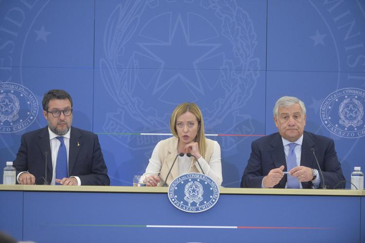 Matteo Salvini, Giorgia Meloni, Antonio Tajani - Fotogramma /Ipa