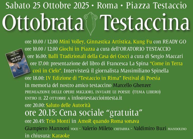 Roma, torna l’'Ottobrata Testaccina': festa di quartiere tra memoria, cultura e socialità