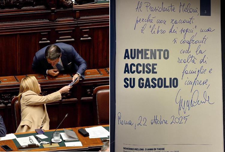 Conte regala alla premier il libro 'Governo Meloni: 3 anni di tasse'