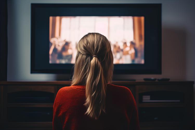 Una donna guarda la televisione -
